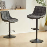 ZUN Grey Pu Leather Swivel Adjustable Height Bar Stool Chair For Kitchen W1516P147789
