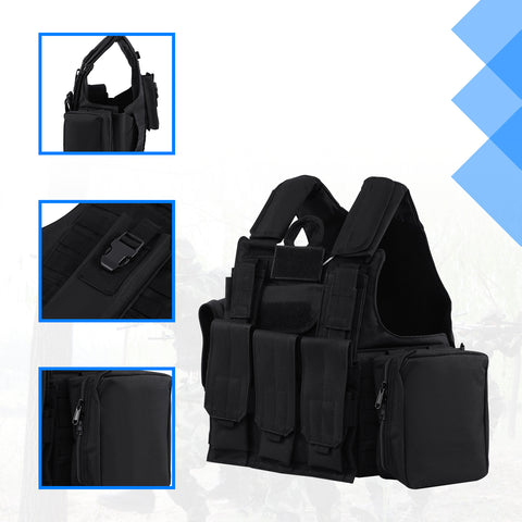 ZUN Tactical Vest Military Plate Carrier Molle Police Airsoft Combat Adjustable 12958256