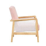 ZUN [EAT 3.10]Mid-Century Armchair Rattan Mesh Upholstered Accent Chair,Teddy Short Plush Particle WF300568AAH