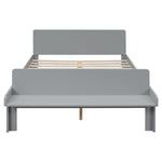 ZUN Full Bed with Footboard Bench,Grey W50489983