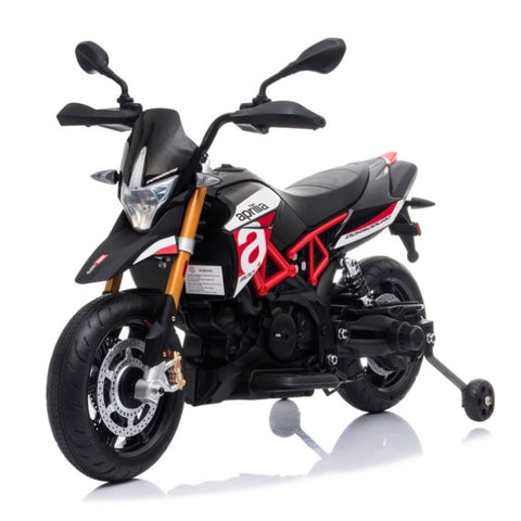 ZUN 12V Aprilia Licensed Kids Ride On Motorcycle, 4-wheel Electric Dirt Bike with Spring Suspension, LED W2181142119