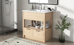 ZUN 30" Bathroom Vanity with Sink Top, Bathroom Cabinet with Open Storage Shelf and Two Drawers, One WF311619AAD