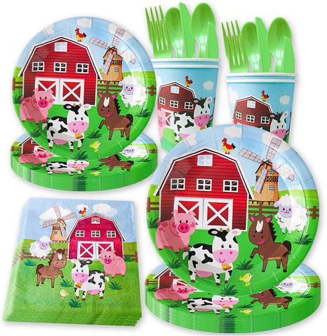 ZUN Farm Animals Tableware Party Supplies Decorations Birthday Disposable Paper Plate Dinnerware Set 56410158