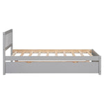 ZUN Modern Design Wooden Twin Size Platform Bed Frame with Trundle for Grey Color W697121853