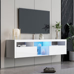 ZUN White modern simple TV cabinet,2 Storage Cabinet with Open Shelves for Living Room Bedroom W33153605