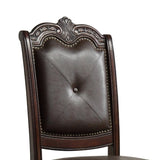 ZUN Beautiful Hand Carved Formal Traditional Dining Side Chair with Faux Leather Upholstered Padded Seat B011P145131