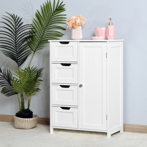 ZUN White Bathroom Storage Cabinet, Floor Cabinet with Adjustable Shelf and Drawers W40914883