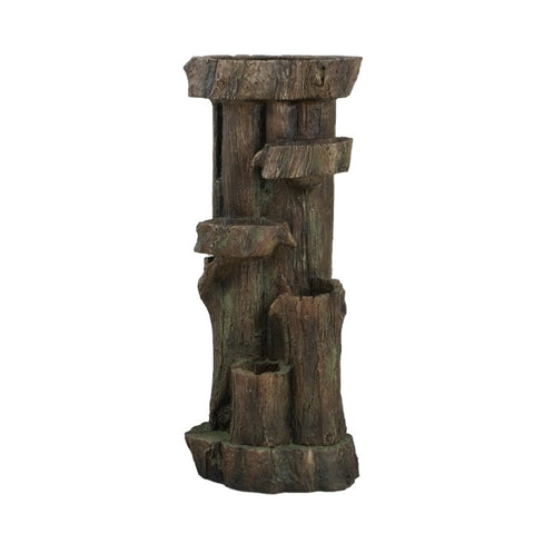ZUN 11x13.4x31.5" Rustic Decorative Tree Trunk 5 Tier Water Fountain, with Light Pump, for Indoor W2078138956