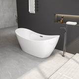 ZUN 67" Acrylic Freestanding Bathtub-Acrylic Soaking Tubs, Oval Shape Freestanding Bathtubs With Chrome W1675122074