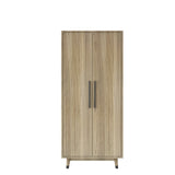 ZUN Density board pasted with triamine 9398-1 oak color black copper feet 2 doors with hanging single 72105970