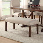 ZUN Upholstered Cream Cushion Dining Bench, Cherry Brown SR011548