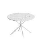 ZUN 47.24'' Modern Cross Leg Round Dining Table, White Marble Top Occasional Table, Two Piece Removable W757140949