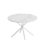 ZUN 47.24'' Modern Cross Leg Round Dining Table, White Marble Top Occasional Table, Two Piece Removable W757140949