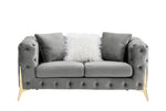 ZUN Two-seater grey velvet sofa W30843454