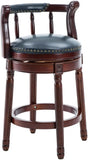 ZUN Cow top Leather Wooden Bar Stools, Seat Height 26'' Swivel Counter Height Chair with Backs for Home W2081123741