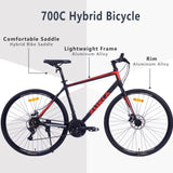 ZUN 21 Speed Hybrid bike Disc Brake 700C Road Bike For men women's City Bicycle W101963876