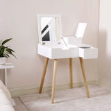 ZUN Dressing Vanity Table Makeup Desk with Flip Top Mirror and 2 Drawers for Bedroom Living Life,White W76057038