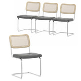 ZUN Set of 4, Leather Dining Chair with High-Density Sponge, Rattan Chair for Dining room, Living room, W24167822