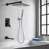 ZUN Male NPT Matte Black Shower System, 12 Inch Shower Fixtures Rain Shower Head with Handheld Shower W1083110130