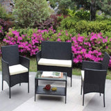 ZUN 4 PC Rattan Patio Furniture Set Outdoor Patio Cushioned Seat Wicker Sofa W20985037