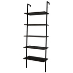 ZUN 5-Shelf Wood Ladder Bookcase with Metal Frame, Industrial 5-Tier Modern Ladder Shelf Wood 64446382