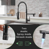 ZUN Commercial LED Kitchen Faucet with Pull Down Sprayer, Single Handle Single Lever Kitchen Sink Faucet W1932P155918