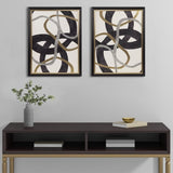 ZUN Gold Foil Abstract 2-piece Framed Canvas Wall Art Set B03598857