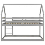 ZUN Twin over Twin Loft Bed with Roof Design, Safety Guardrail, Ladder, Grey W50446267