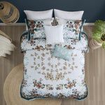 ZUN 5 Piece Cotton Floral Comforter Set with Throw Pillows B035128865
