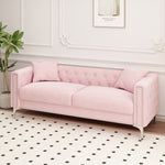 ZUN Charming Addition: 83" Pink Velvet Triple Sofa Set with 2 Complimentary Pillows – Ideal for Any W1278131612