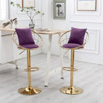 ZUN Purple velvet bar chair, pure gold plated, unique design,360 degree rotation.adjustable W117094400