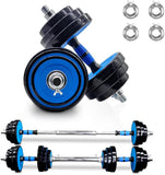 ZUN Adjustable Weights Dumbbells Set of 2, 44Lbs 2 in 1 Exercise & Fitness Dumbbells Barbell Set for Men 25292756