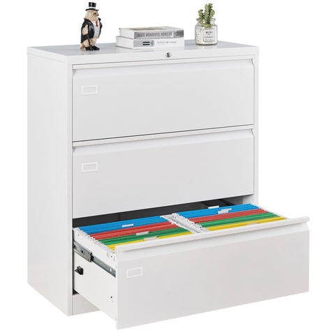 ZUN 3 Drawer Lateral Filing Cabinet for Legal/Letter A4 Size, Large Deep Drawers Locked by Keys, Locking W252110440