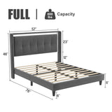 ZUN Full Size Upholstered platform bed frame with headboard and sturdy wooden slats, high load-bearing W2276138818