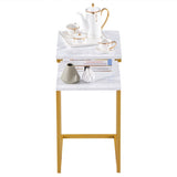 ZUN (42 x 35.5 x 71)cm C-Type Side Table Double-Layer Gold Marble Sticker 35425572