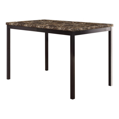 ZUN Simple Style Table 1pc Brown Faux Marble Table Top Black Metal Finish Frame Transitional B01152299
