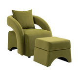 ZUN House hold Accent Chair with Ottoman, Mid Century Modern Barrel Chair Upholstered Club Tub Round W1588128119