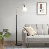 ZUN Arched Metal Floor Lamp with Frosted Glass Shade B03596591