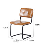 ZUN Brown modern simple style dining chair PU leather black metal pipe dining room furniture chair set W29980859
