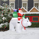 ZUN 6ft 15W 7pcs LED Lights Santa Claus Rides Polar Bear Garden Santa Claus Decoration 31643207