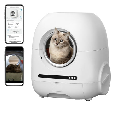 ZUN Self-cleaning cat litter box, 68L+9L, suitable for a variety of cat litter, APP control, real-time ES318155AAK