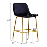 ZUN bar stool velvet Black color Set of 2 W1805111868