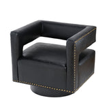 ZUN Boccaccio Swivel Barrel Chair-BLACK W1137142485