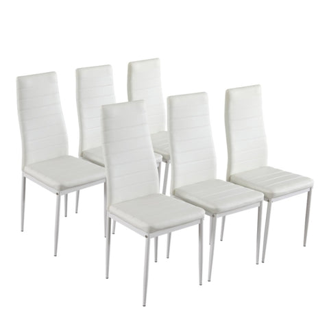 ZUN 6pcs Elegant Assembled Stripping Texture High Backrest Dining Chairs B White 95666160