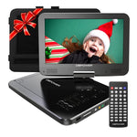 ZUN DBPOWER 12" Portable DVD Player with 5-Hour Rechargeable Battery, 10" Swivel Display Screen and SD/ 40594653