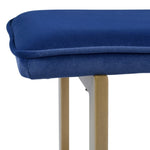 ZUN Set of 1 Upholstered Velvet Bench 44.5" W x 15" D x 18.5" H,Golden Powder Coating Legs - BLUE W131471379