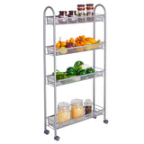 ZUN Honeycomb Mesh Style Four Layers Removable Storage Cart Silver 65790696