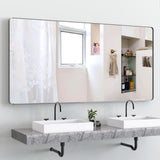 ZUN Oversized Bathroom Mirror with Mobile Tray Wall Mount Mirror,Vertical Horizontal Hanging Aluminum W708131924