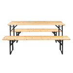 ZUN Picnic Combo 3PCS Set, 5.8FT Wood Table and Bench Set 54211834