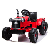 ZUN Toy Tractor with Trailer,3-Gear-Shift Ground Loader Ride On with LED Lights 15725657